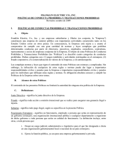 FRANKLIN ELECTRIC CO., INC. POLÍTICAS DE CONDUCTA