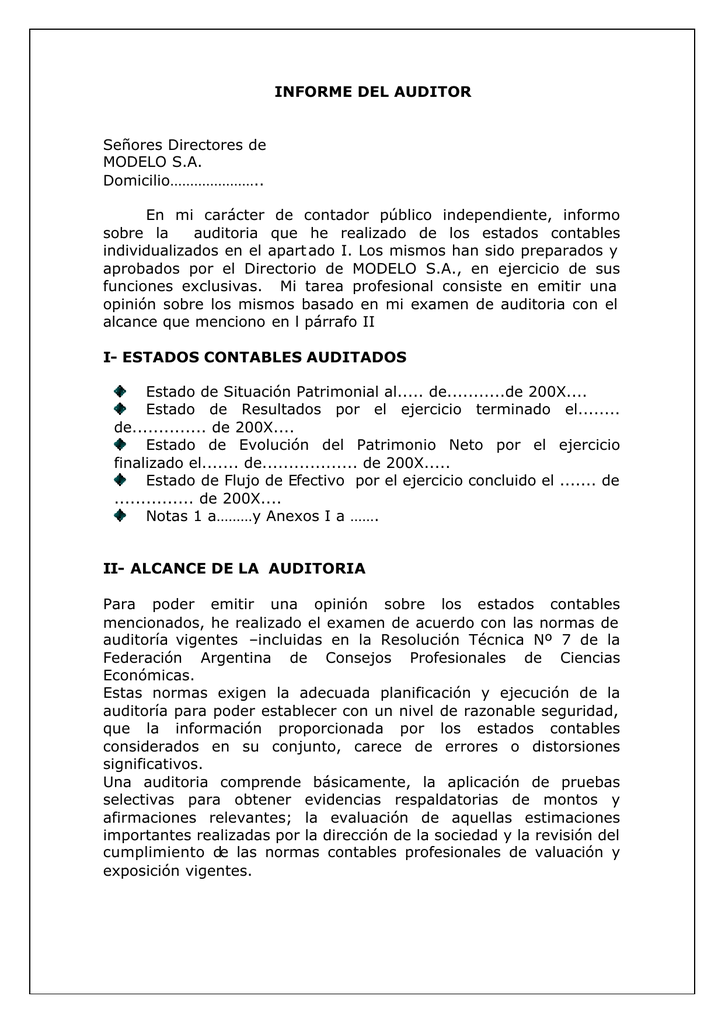 Ejemplo De Informe De Auditoria Con Salvedades