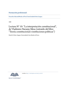 Lectura N° 10: "La interpretación constitucional", de Vladimiro