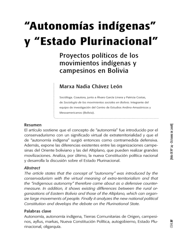 Autonom As Ind Genas Y Estado Plurinacional