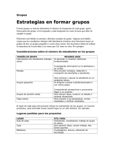 Estrategias en formar grupos