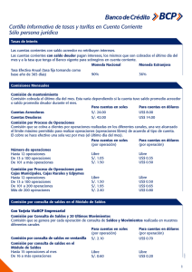 Cartilla Informativa de tasas y tarifas en Cuenta Corriente