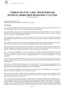 CÓDIGO DE ÉTICA DEL MINISTERIO DE JUSTICIA, DERECHOS