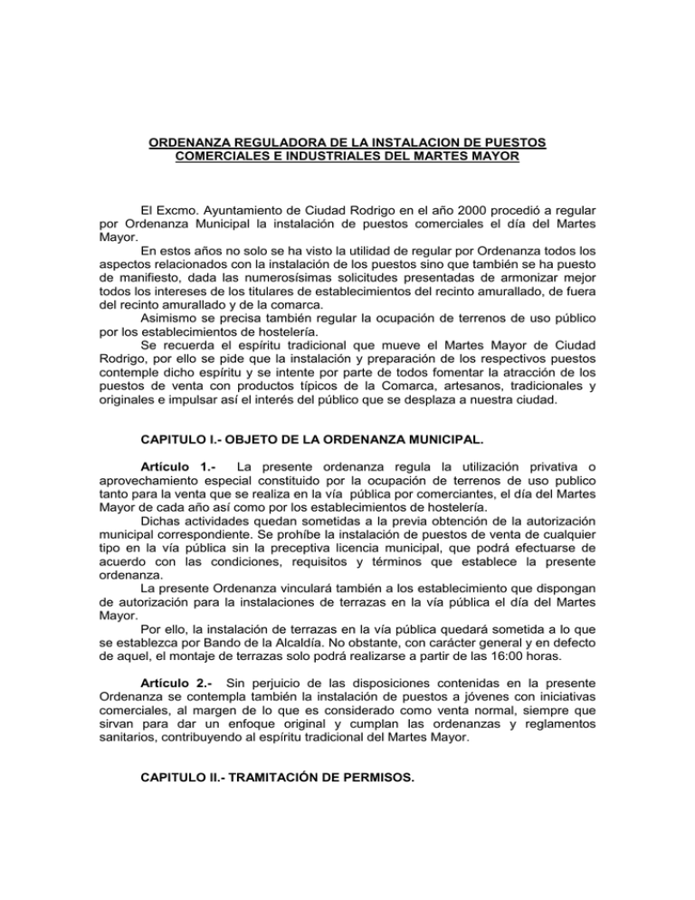 Ordenanza Reguladora De La Instalacion De Puesto Comerciales E