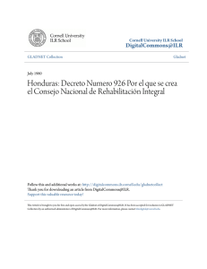 Honduras: Decreto Numero 926 Por el que se crea el Consejo