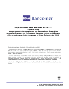 Grupo Financiero BBVA Bancomer, S.A. de C.V. Reporte Anual que