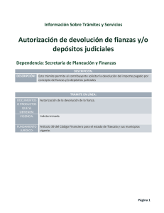 Autorización de devolución de fianzas y/o depósitos judiciales