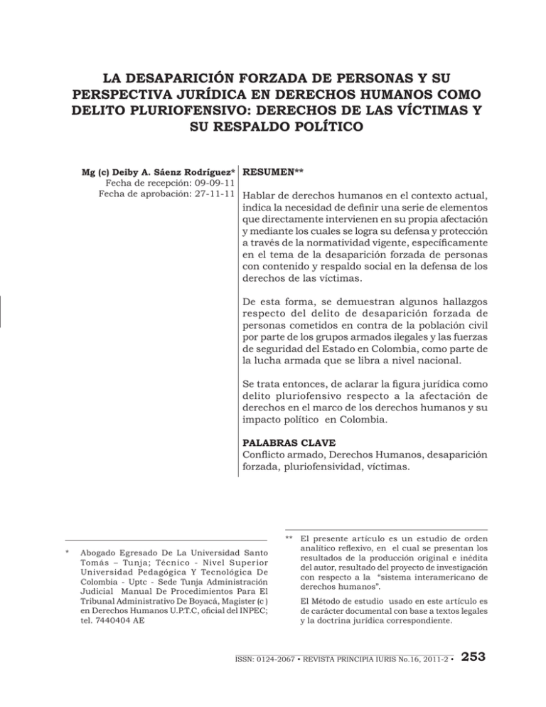 la desaparición forzada de personas y su perspectiva jurídica en