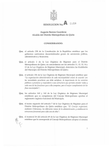 RESOLUCION No~A Alcalde del Distrito Metropolitano de Quito