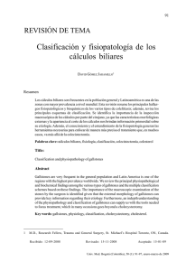 Clasificación y fisiopatología de los cálculos biliares