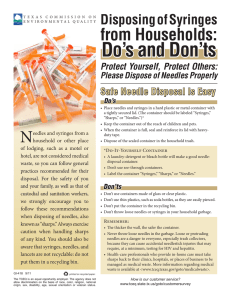 Disposing of Syringes from Households: Do`s and Don`ts