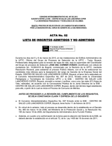 ACTA No. 02 LISTA DE INSCRITOS ADMITIDOS Y NO