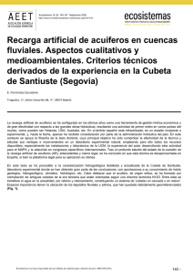 Recarga artificial de acuíferos en cuencas fluviales. Aspectos