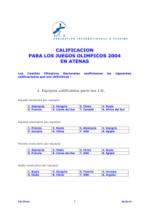 calificacion para los juegos olimpicos 2004 en atenas