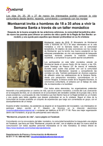 Montserrat invita a hombres de 18 a 35 años a vivir la Semana