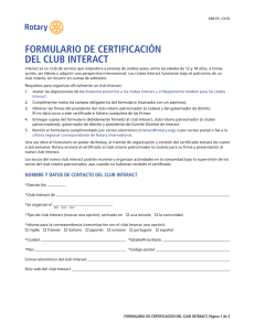 Formulario de certificación del club Interact