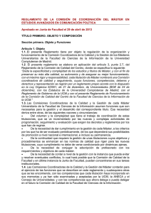 Reglamento de la Comisión de Coordinación del Máster EACP