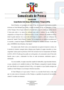 Comunicado de Prensa - Federación Española de Halterofilia