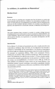 Lo cotidiano y lo académico en Matemáticas