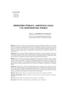 MINISTERIO PÚBLICO, ASISTENCIA LEGAL Y EL DEFENSOR DEL