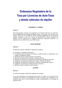 ordenanza reguladora tasa licencia auto-taxi