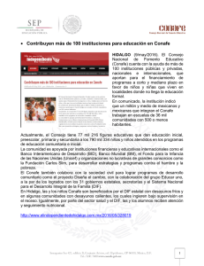 • Contribuyen más de 100 instituciones para educación en Conafe