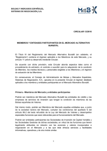 Circular 12/2016 - BME: Bolsas y Mercados Españoles