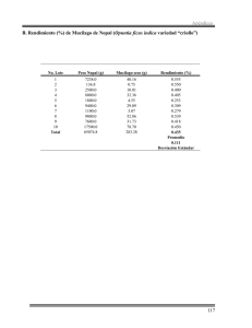 117 Apéndices B. Rendimiento (%) de Mucílago de Nopal (Opuntia