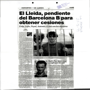 El Lleida, pendiente del Barcelona B para obtener cesiones Felip