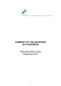 SUMMARY OF THE DECISIONS 2011CONGRESS PHILADELPHIA