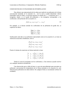 coeficientes de un polinomio de interpolacion - GridMorelos.