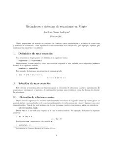 Ecuaciones y sistemas de ecuaciones en Maple - Intermat