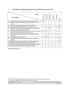I. Checklist actividades generales (ambiente producción): País