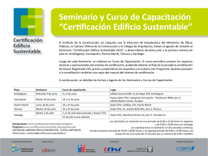 Seminario y Curso de Capacitación “Certificación Edificio Sustentable”