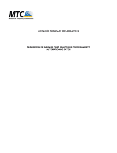 licitación pública nº 0001-2008-mtc/10 adquisicion de insumos para