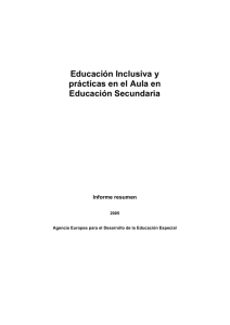 Educación Inclusiva y prácticas en el Aula en Educación Secundaria