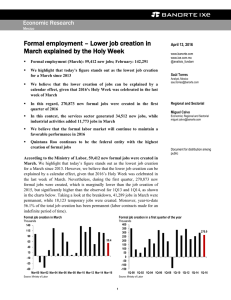 Formal employment – Lower job creation in March explained by the