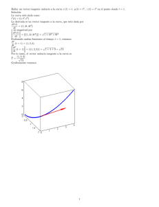 Hallar un vector tangente unitario a la curva