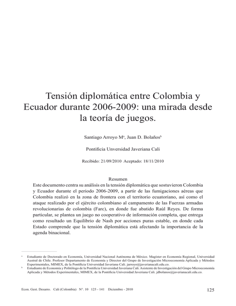 Tensi N Diplom Tica Entre Colombia Y Ecuador Durante