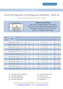 Formato pdf Tabla de Medidas Juntas de expansión, COD Serie