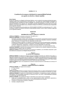 Constitución de empresa individual de responsabilidad limitada con