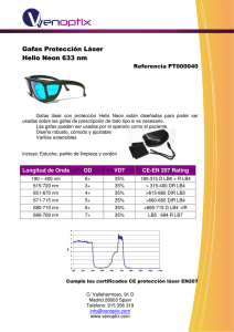 Gafas Protección Láser Helio Neon 633 nm