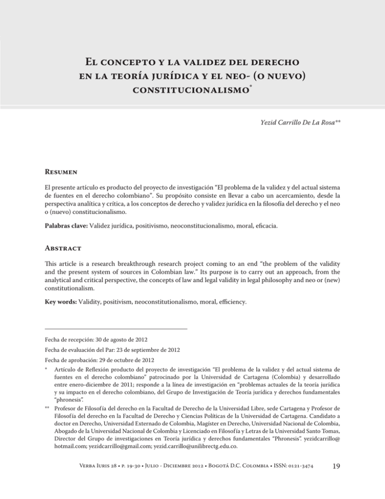 El Concepto Y La Validez Del Derecho En La Teor A