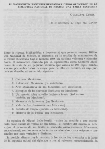 el manuscrito "cantares mexicanos y otros opúsculos"