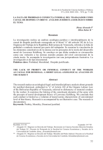 La falta de probidad o conducta inmoral del trabajador como causal