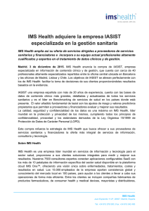 IMS Health adquiere la empresa IASIST especializada en la gestión