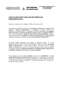 CONVALIDACIÓN LOE-LOE DE MÓDULOS PROFESIONALES