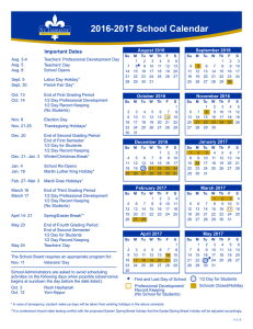 2016-2017 School Calendar - St. Tammany Parish School Board