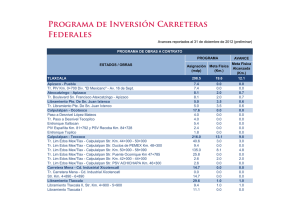 PROGRAMA dE INvERSióN CARREtERAS FEdERAlES