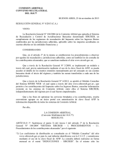 Resolución General CA 8/2015 - Comisión Arbitral del Convenio